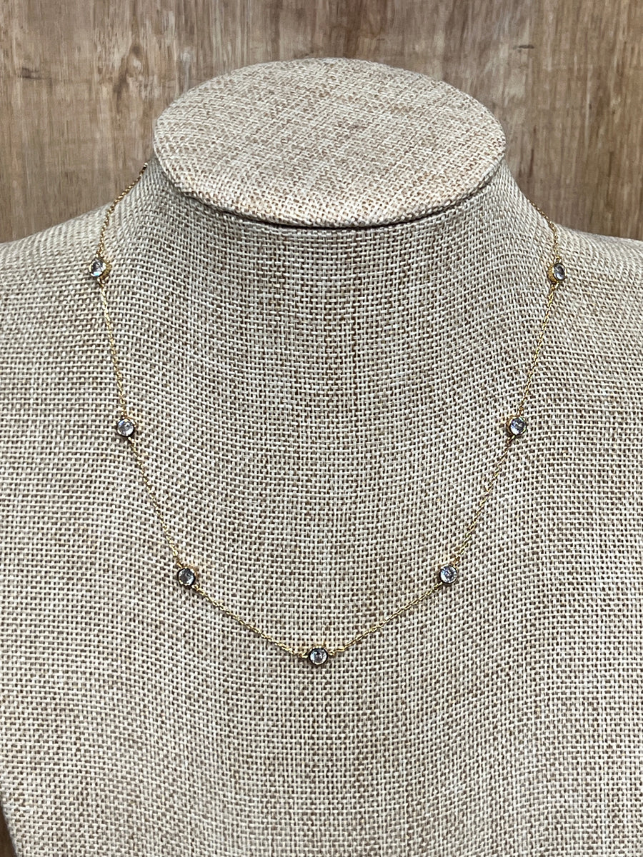 Gold Dipped Clear Crystal Accent Necklace