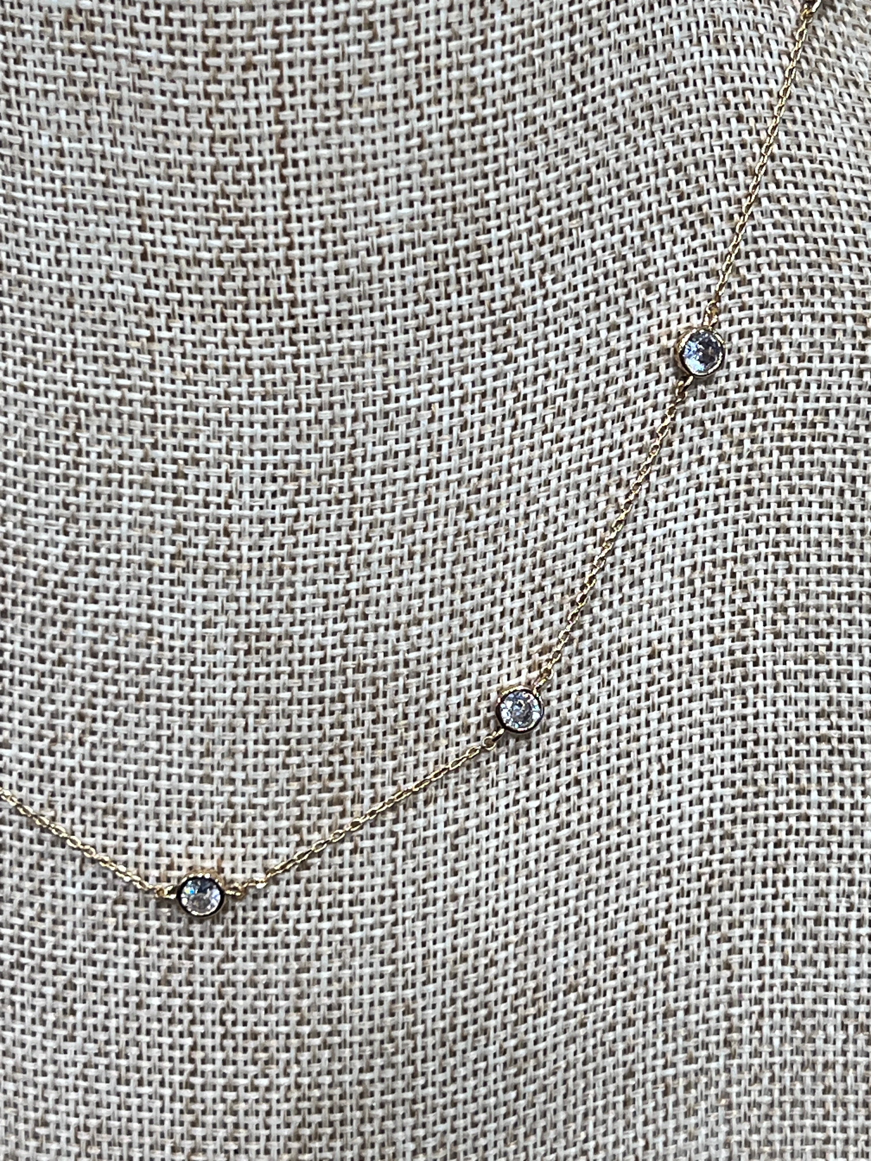 Gold Dipped Clear Crystal Accent Necklace