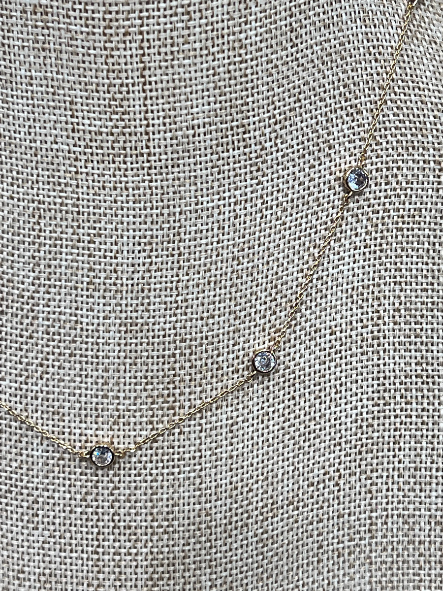 Gold Dipped Clear Crystal Accent Necklace