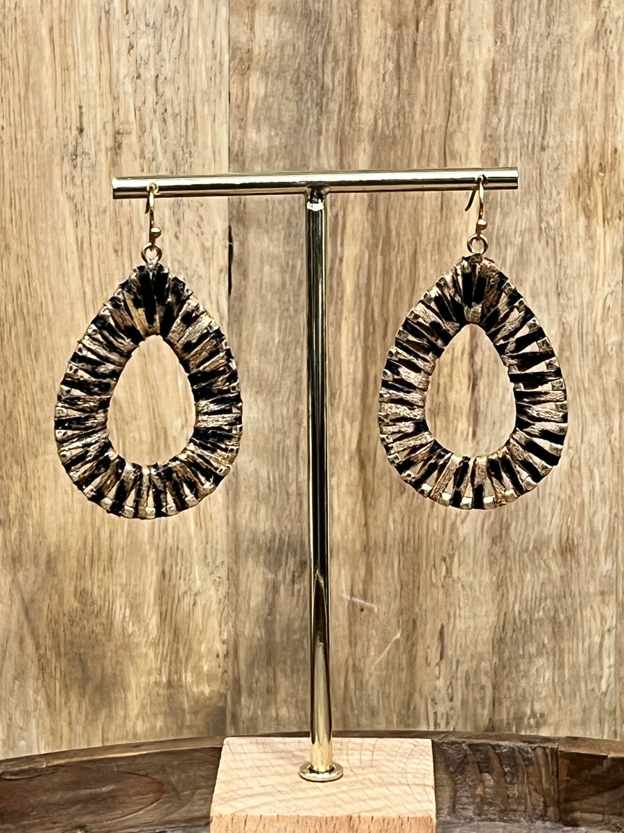 Leather Wrapped Dropped Earrings