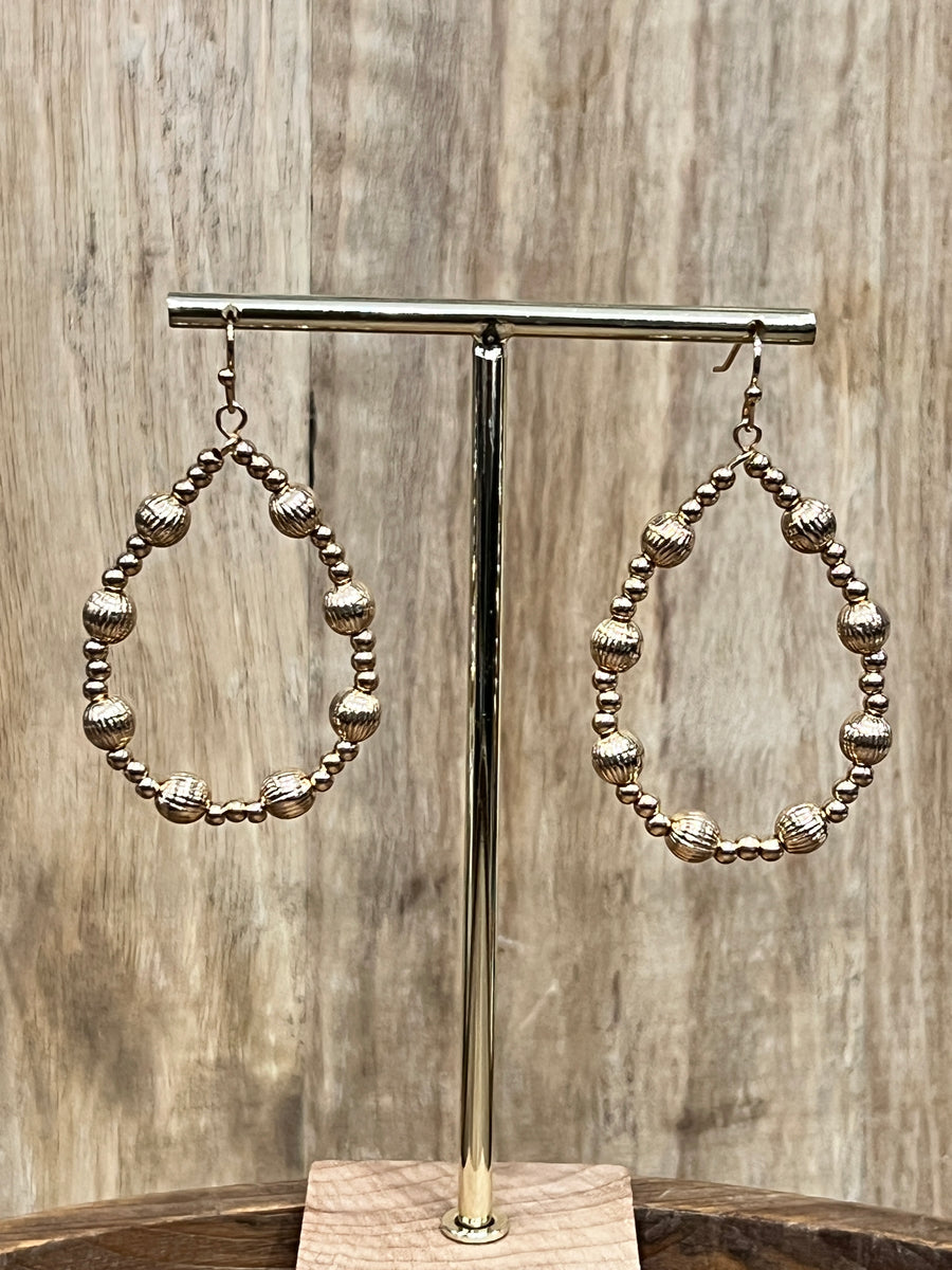 Metallic Beaded TearDrop Earrings