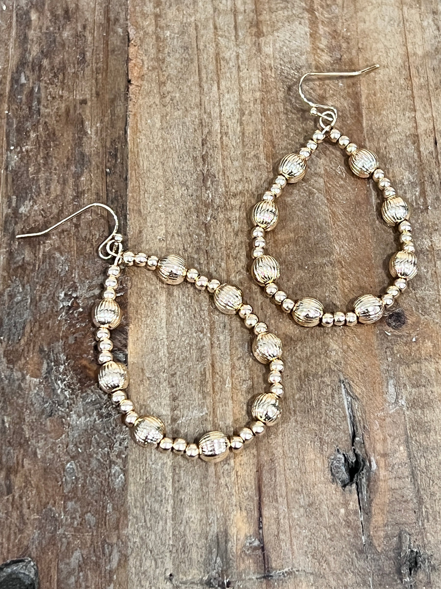 Metallic Beaded TearDrop Earrings