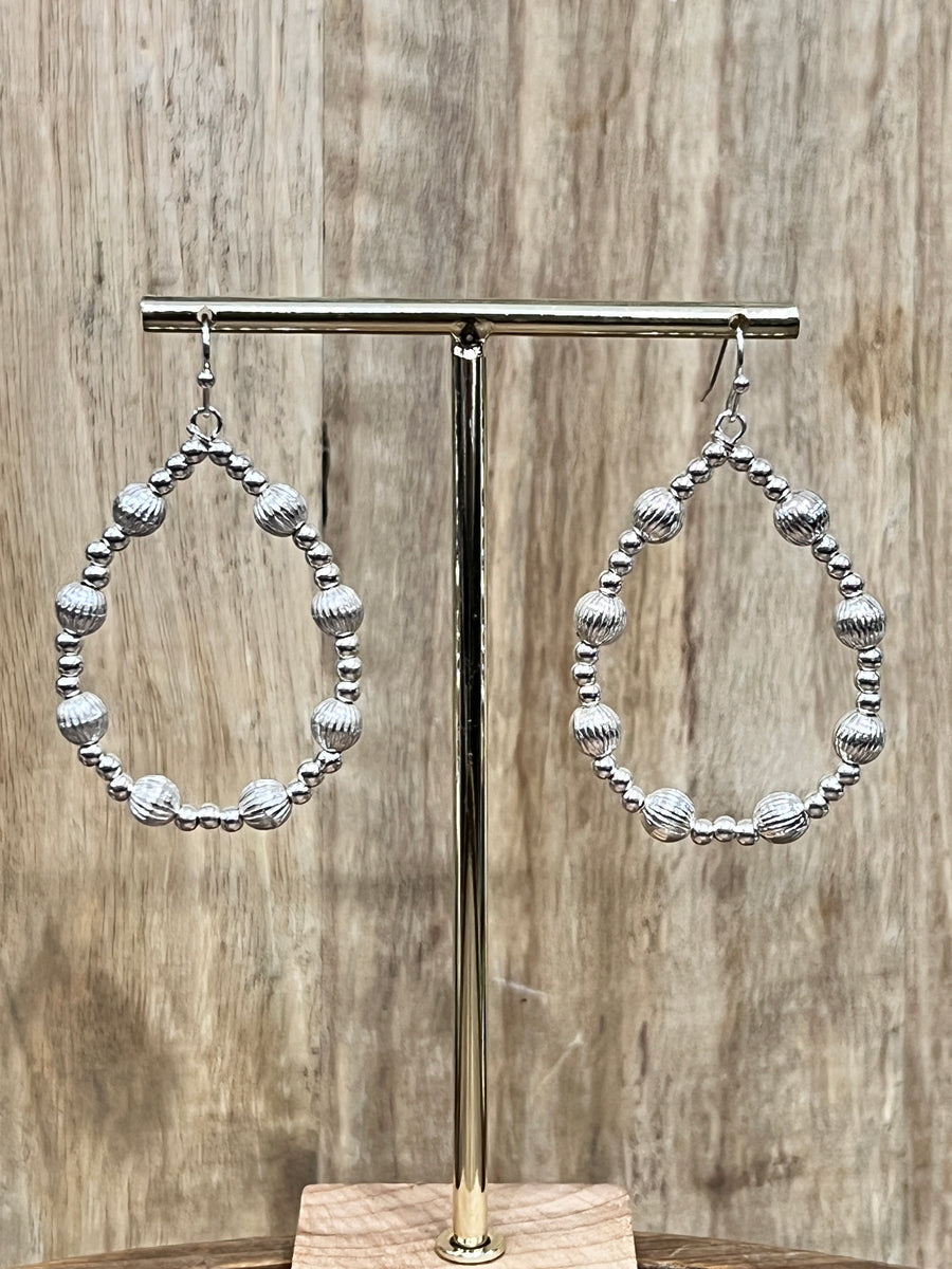 Metallic Beaded TearDrop Earrings