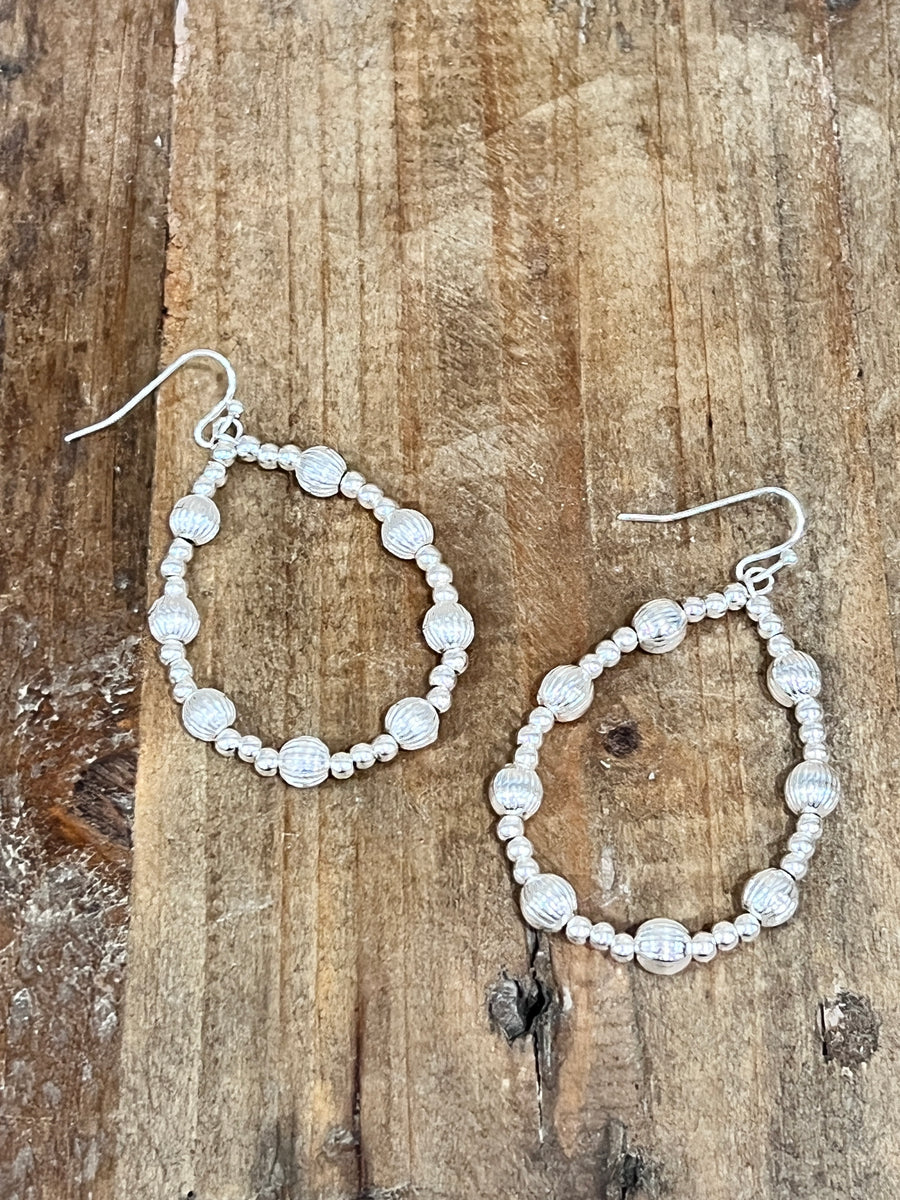 Metallic Beaded TearDrop Earrings