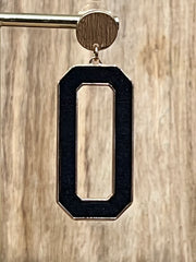 Geometric Wooden and Gold Frame Drop Earrings