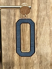 Geometric Wooden and Gold Frame Drop Earrings