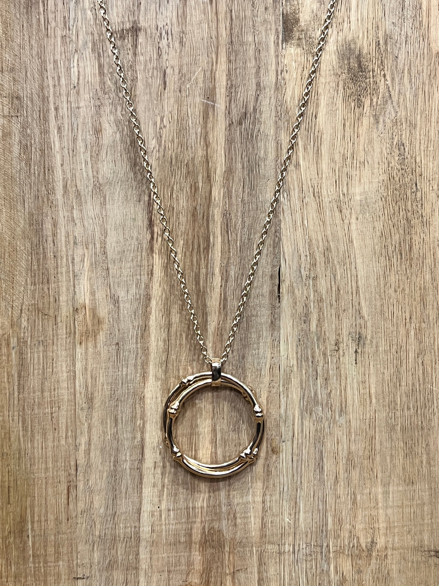 Intertwined Double Rings Long Pendant Necklace