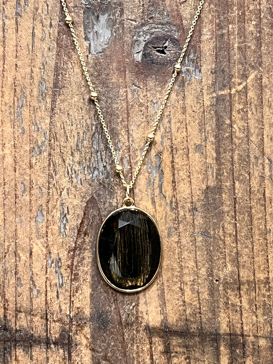 Black Gold Metallic Pendant Necklace
