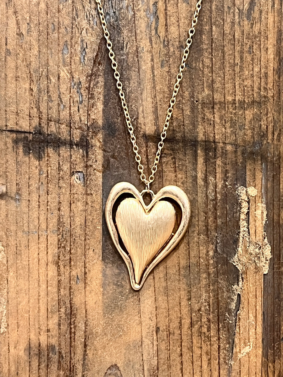 Long Chain Heart Pendant Necklace