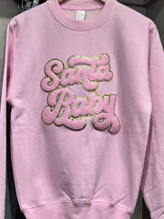 Santa Baby Chenille Patch Long Sleeve Crew Sweatshirt