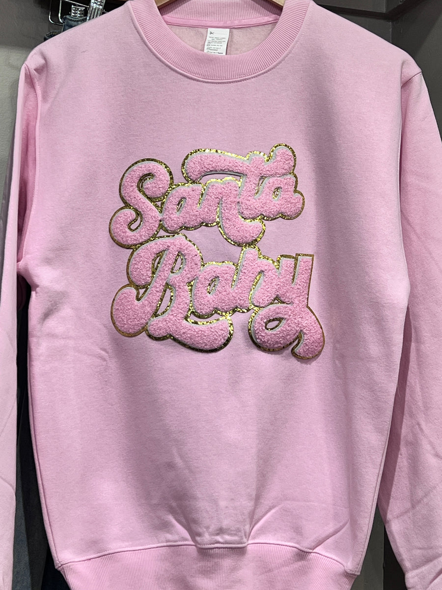 Santa Baby Chenille Patch Long Sleeve Crew Sweatshirt