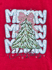 Merry Merry Merry Christmas Tree Bejeweled Tee