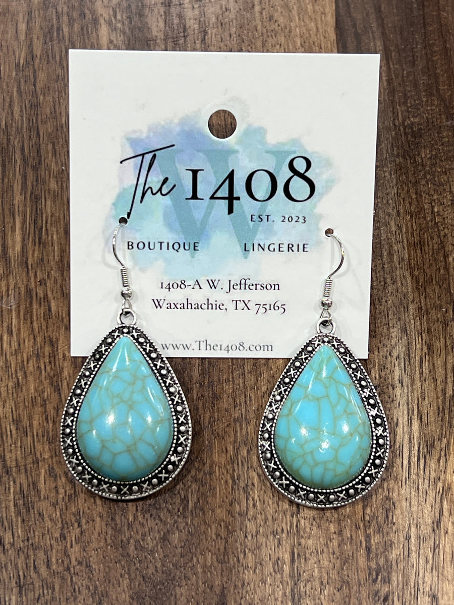 Aiyanna Southwestern Turquoise Teardrop Stone Earrings