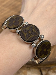 "Charming" Multi LV Medallion Stretch Bracelet with Authentic LV Upcycled Canvas