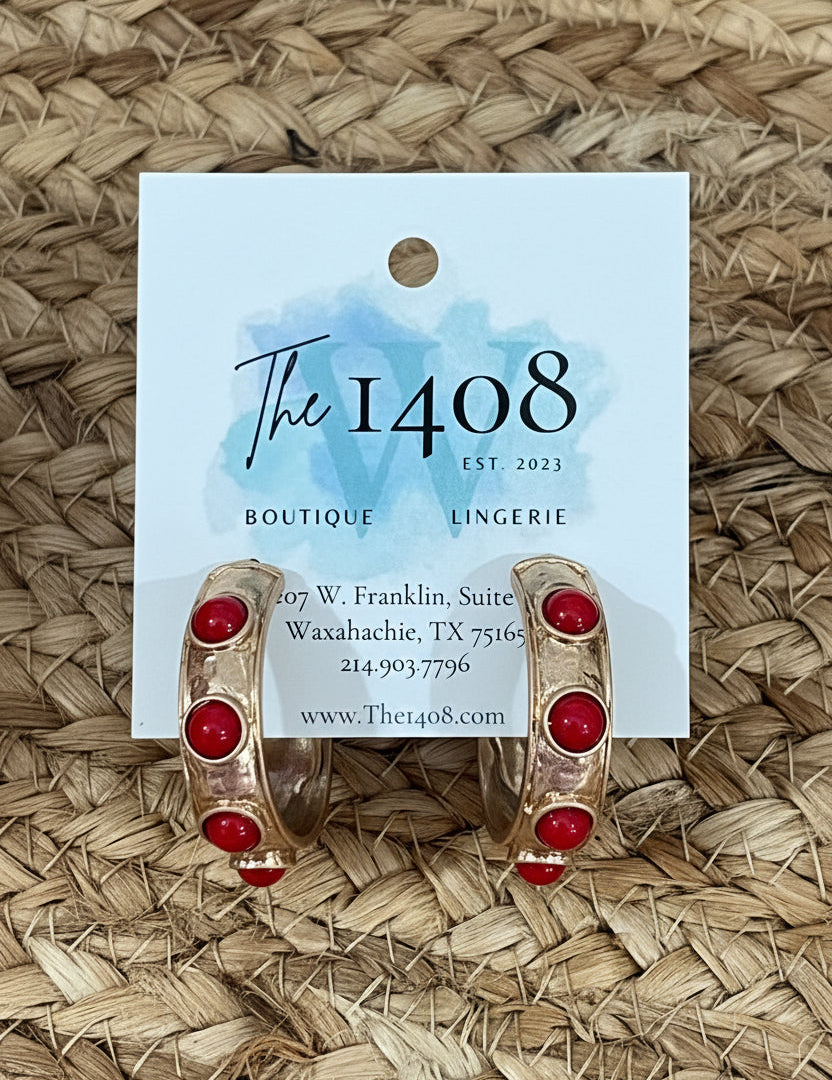 Kashe Color Pearl Dots Studded Hoop Earrings