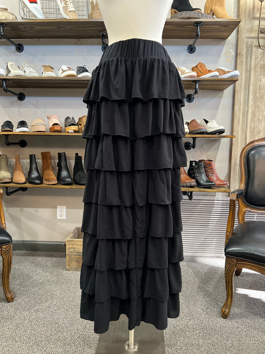 Fancy Layered Ruffles Black Pants