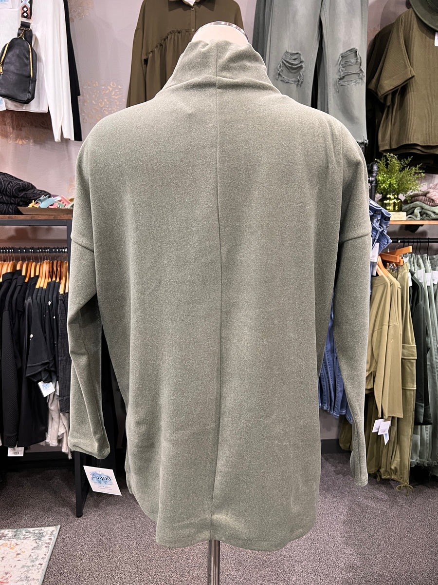 Laurel Drawstring Neck Long Sleeve Mini Fleece Pullover Top