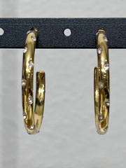 Crystal Accent Gold Hoop Earrings