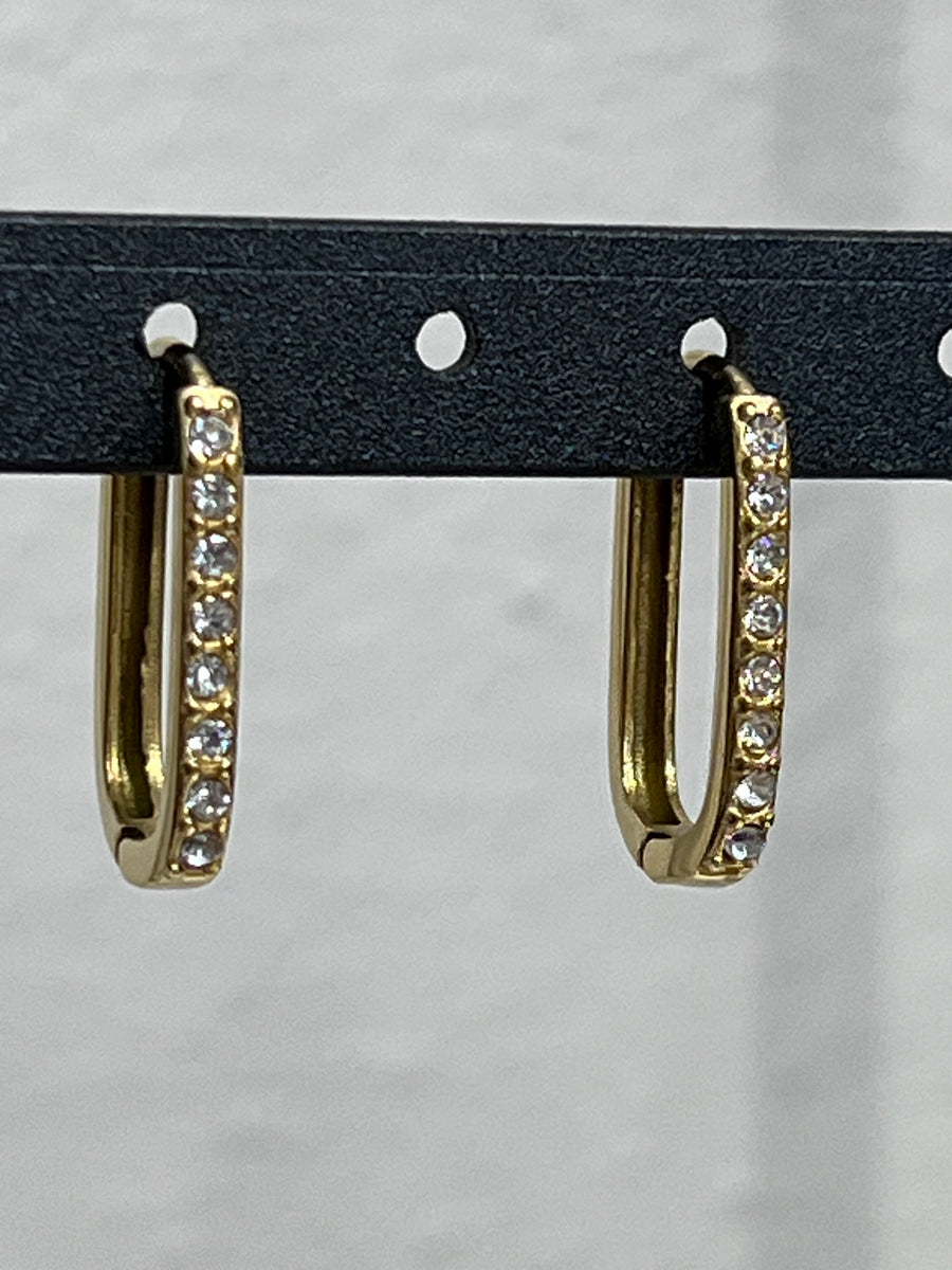 Crystal Accent Rectangle Hoops