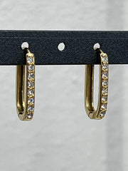Crystal Accent Rectangle Hoops