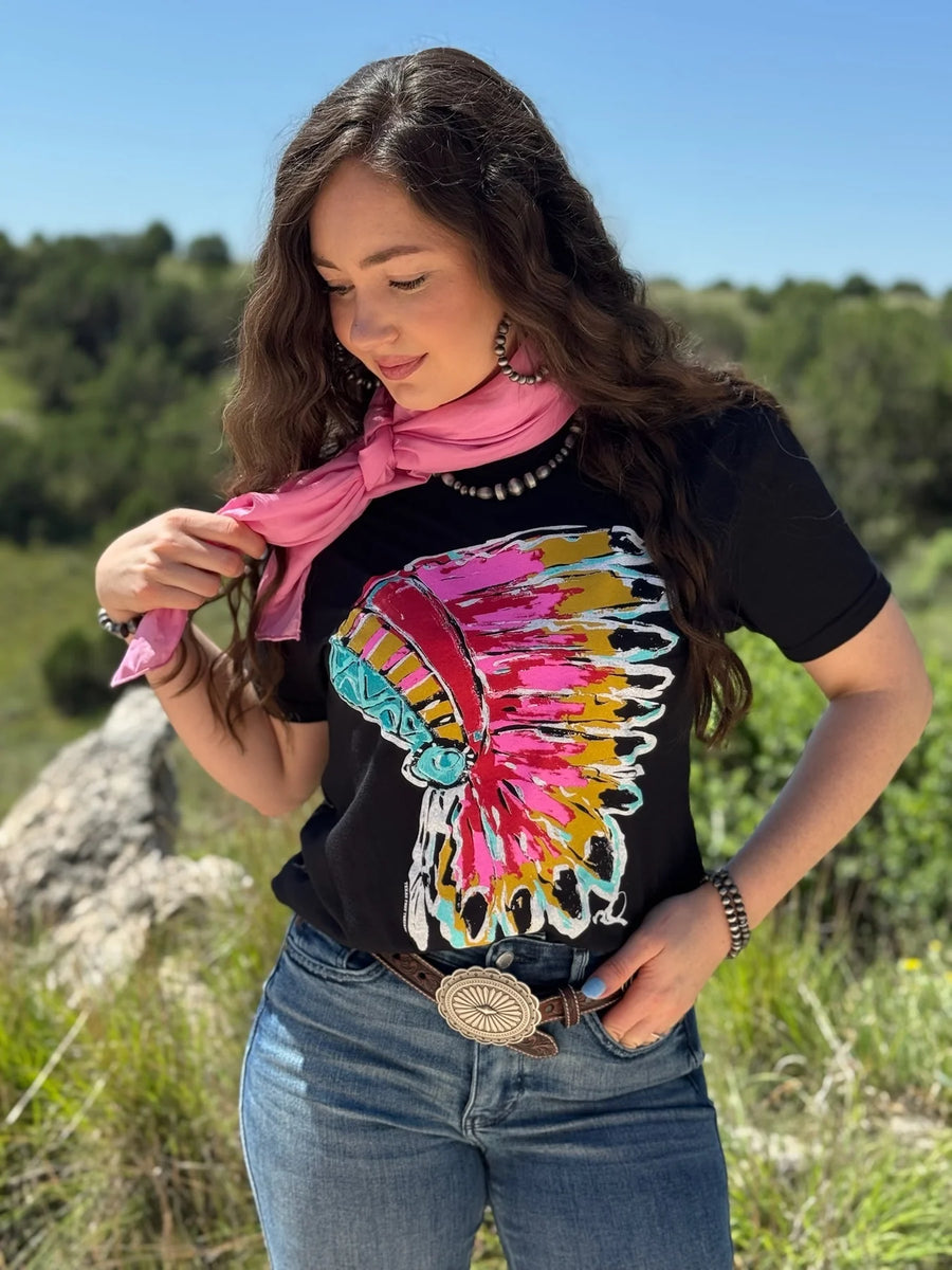 Indian Headdress Hand Painted Graphic Tee