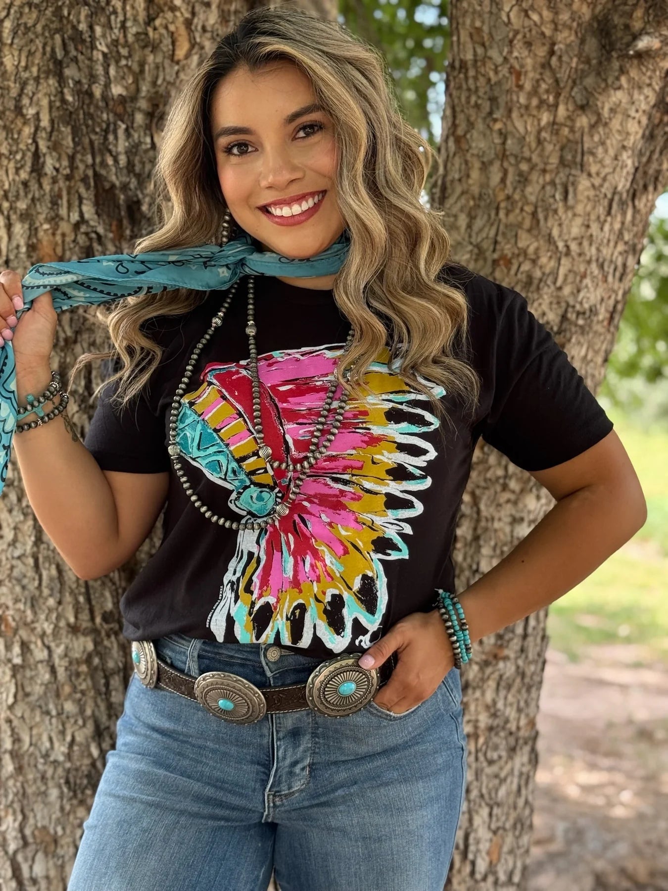Indian Headdress Hand Painted Graphic Tee
