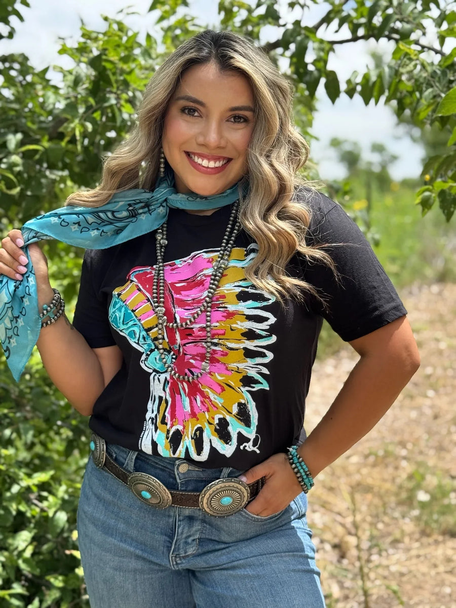 Indian Headdress Hand Painted Graphic Tee