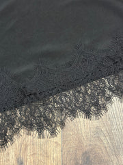 Katarina Lace Trim Asymmetrical Satin Skirt