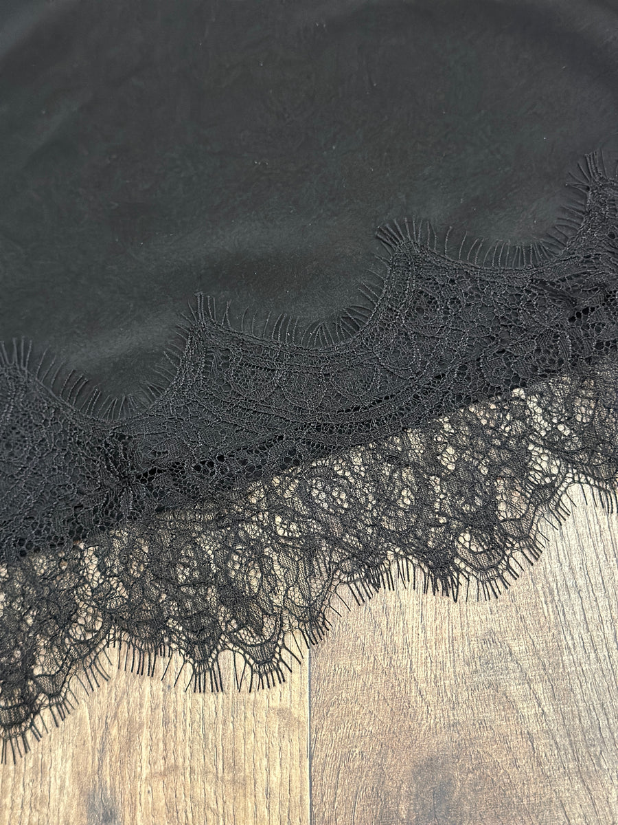 Katarina Lace Trim Asymmetrical Satin Skirt