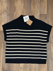 Charla Stripe Mock Neck Short Sleeve Sweater