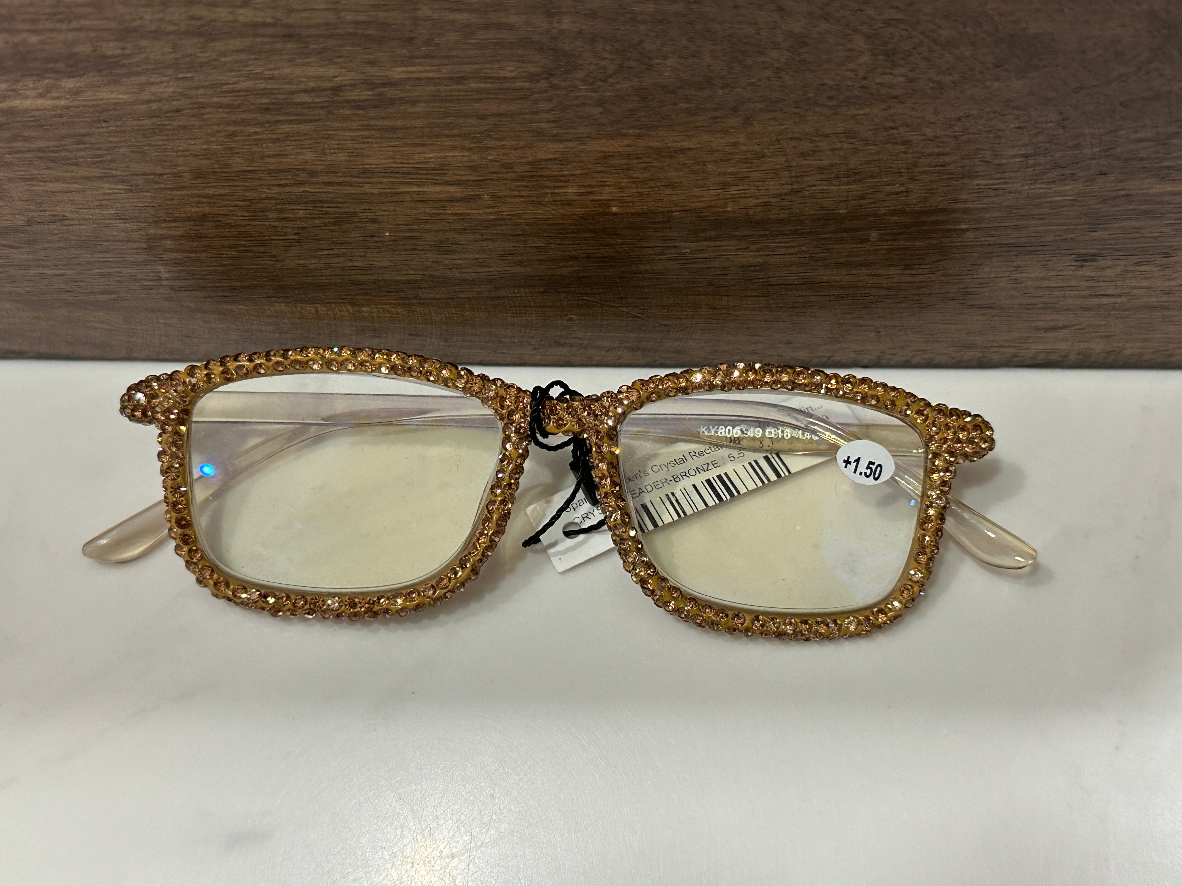 Sparkly Women's Crystal Rectangle Frame Reading Glasses