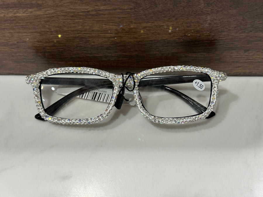 Sparkly Women's Crystal Rectangle Frame Reading Glasses