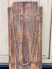Gold Brick Rectangles Chain Link Necklace