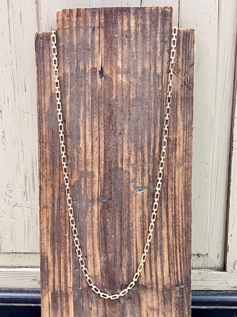 Gold Brick Rectangles Chain Link Necklace