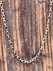 Gold Brick Rectangles Chain Link Necklace