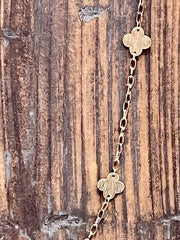 Clovers Long Chain Link Gold Necklace