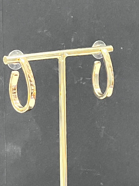 Smooth Polished Metal Elongated Teardrop Hoop Earrings
