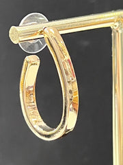 Smooth Polished Metal Elongated Teardrop Hoop Earrings