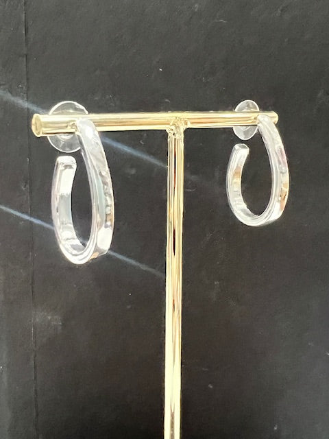 Smooth Polished Metal Elongated Teardrop Hoop Earrings