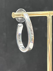 Smooth Polished Metal Elongated Teardrop Hoop Earrings