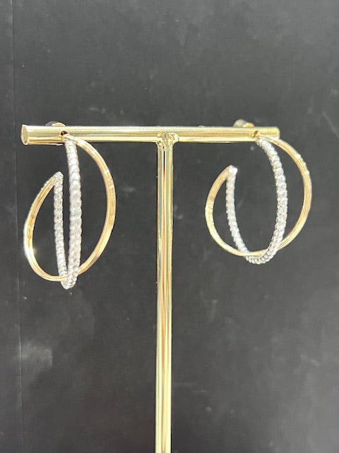 Crossed Mixed Metal Hoops