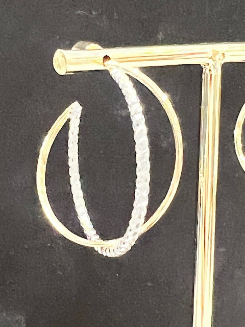 Crossed Mixed Metal Hoops