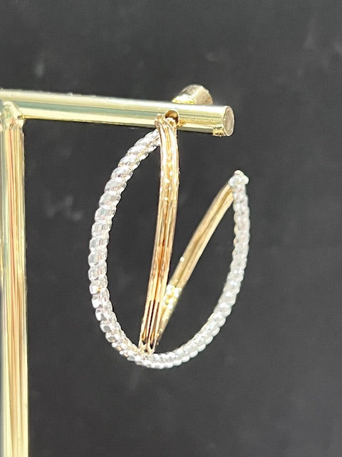 Crossed Mixed Metal Hoops
