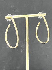 Hammered Metal Elongated Teardrop Hoop Earrings