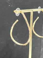 Hammered Metal Elongated Teardrop Hoop Earrings