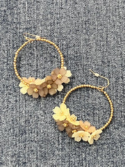 Beaded Circle Flower  Hoop Earrings