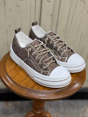 Aman Sparkle Lace Up Print Canvas Sneaker with Crystal Laces