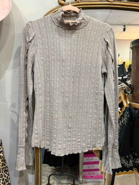 Cynthia Long Sleeve Textured Mock Neck Top