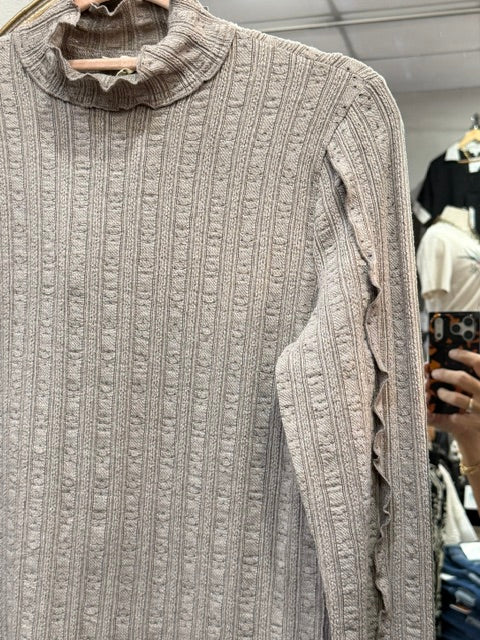 Cynthia Long Sleeve Textured Mock Neck Top
