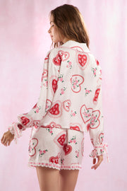 Satin Valentines Pajama Short Sets